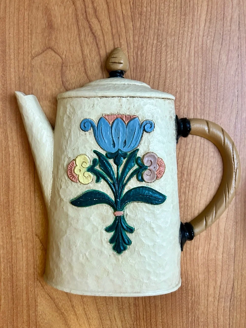 Vintage 3-Piece Country Kitchen Wall Plaque Set Teapot, Skillet & Coffee Pot